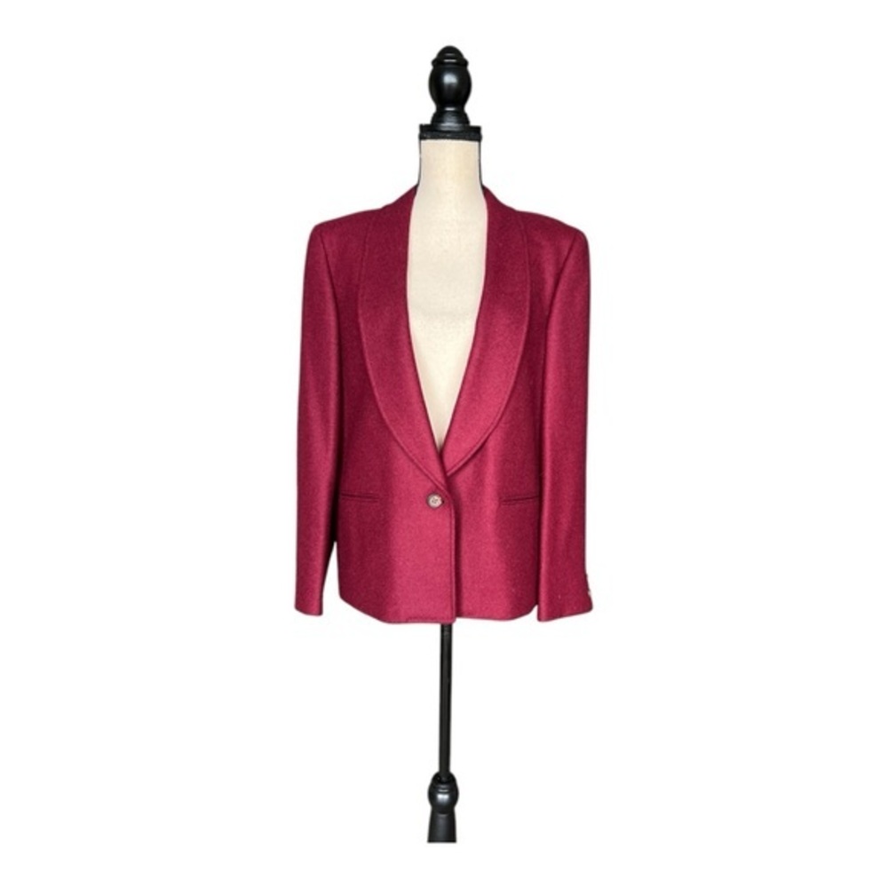 Vintage 70s Daks Red Tailored Blazer with Shawl Lapels Size 10